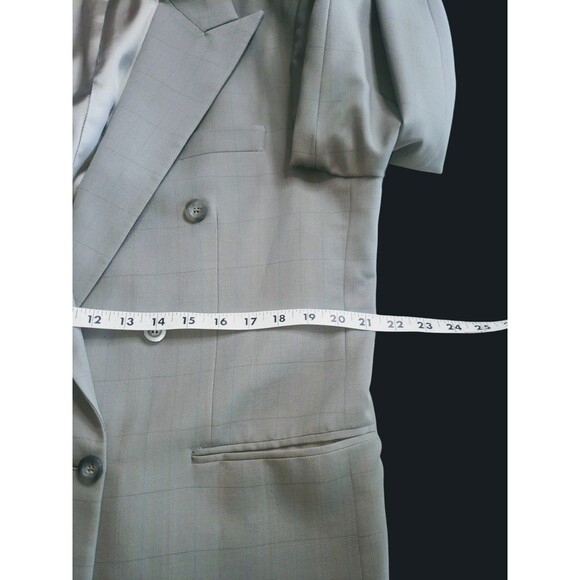 Holland & Sherry Savile Row Bespoke Blazer Mens 42R Windowpane Double Breasted - Picture 11 of 14